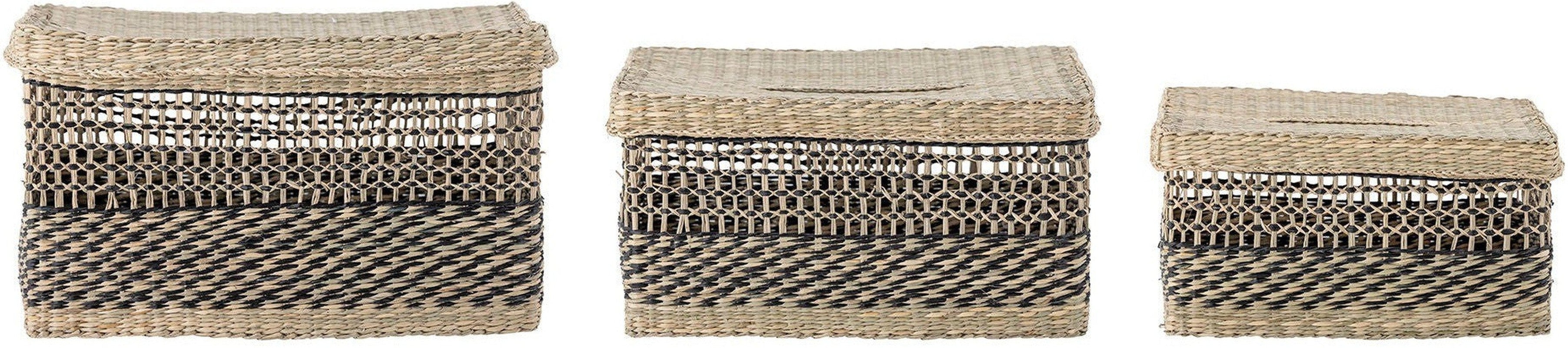 [product_category]-Bloomingville Sabel Basket w/Lid, Black, Seagrass-Bloomingville-5711173287604-82055818-BLO-1