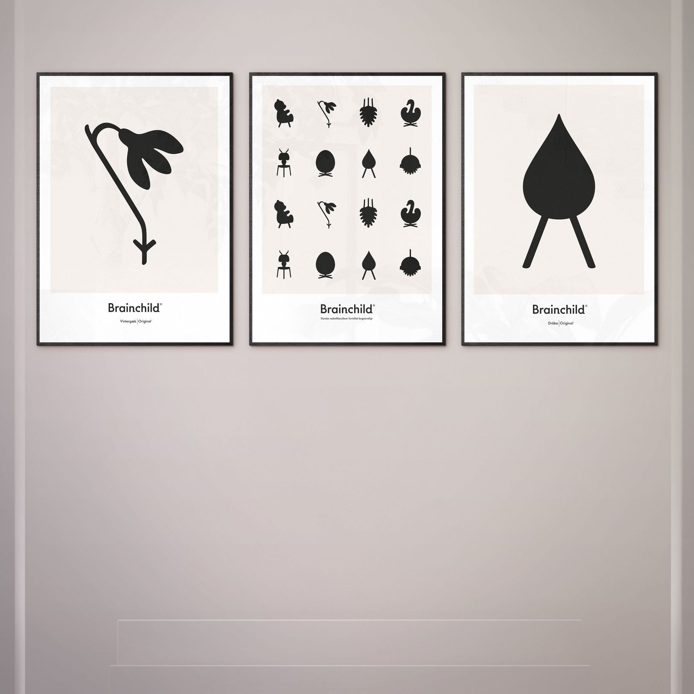 [product_category]-Brainchild Design Icon Poster, Frame Made Of Dark Wood 50 X70 Cm, Grey-Brainchild-IG-00003-B-BRA-5