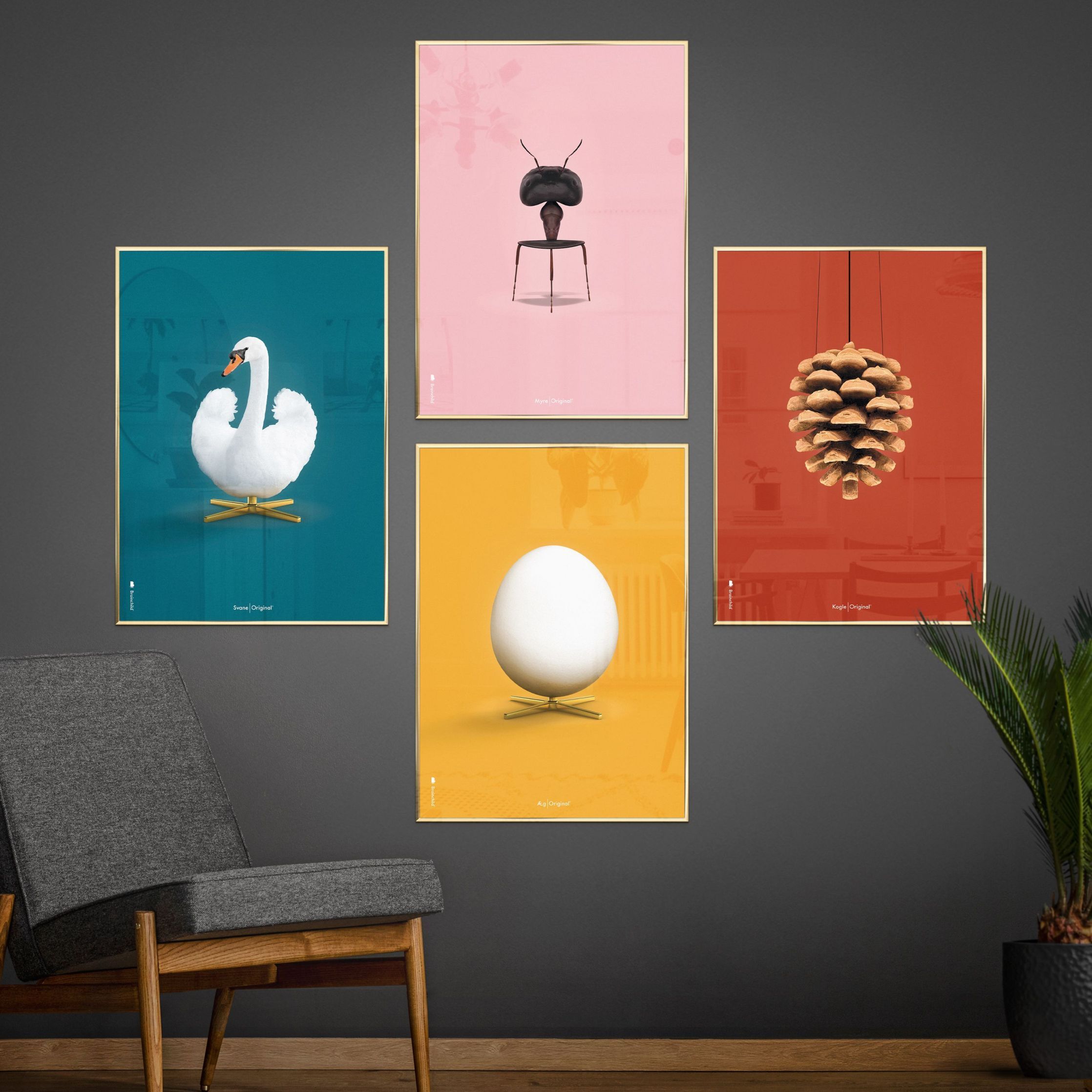 [product_category]-Brainchild Egg Classic Poster, Frame Made Of Light Wood 50x70 Cm, Yellow Background-Brainchild-13003-A-BRA-5