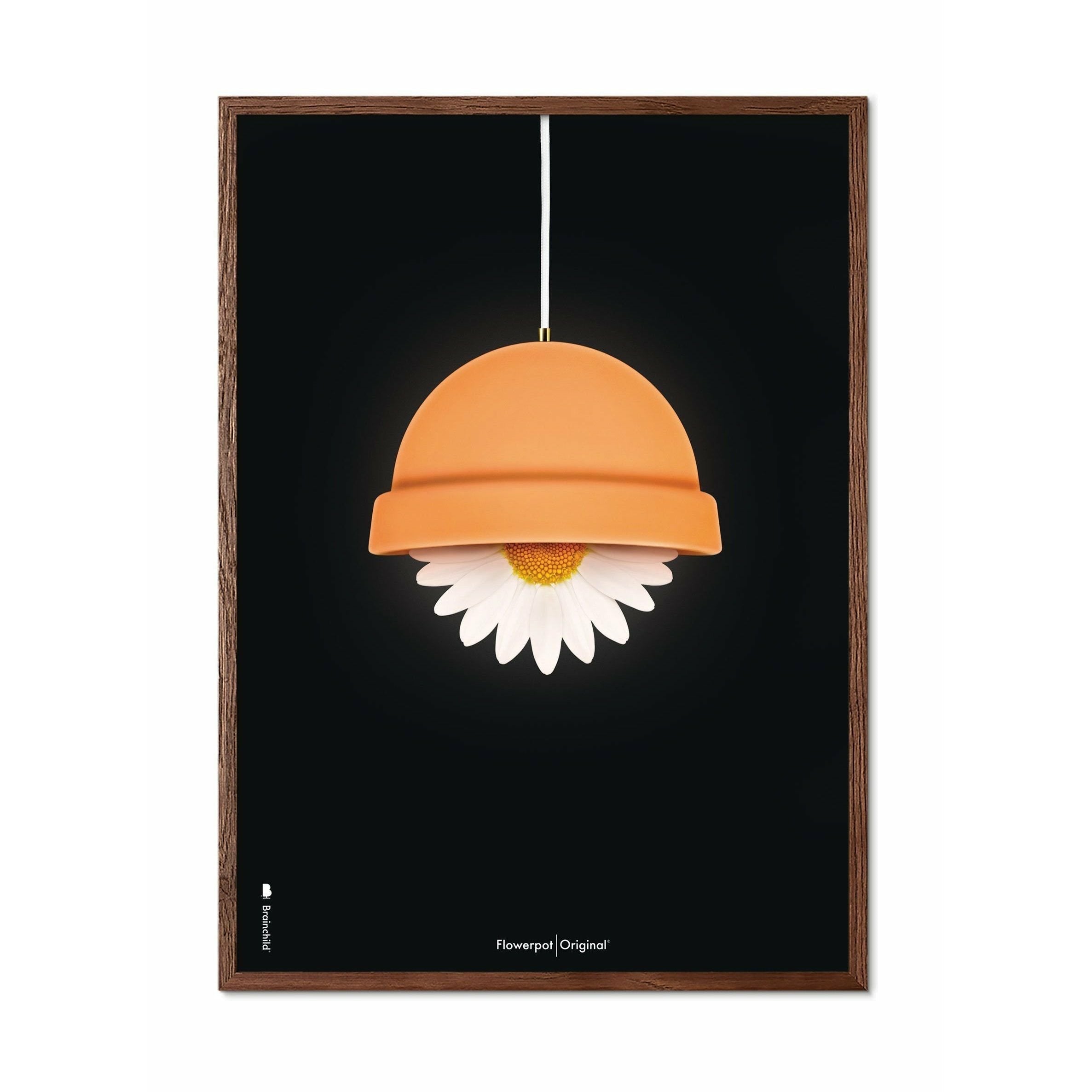 [product_category]-Brainchild Flowerpot Classic Poster, Frame Made Of Dark Wood 50x70 Cm, Black Background-Brainchild-81003-B-BRA-1