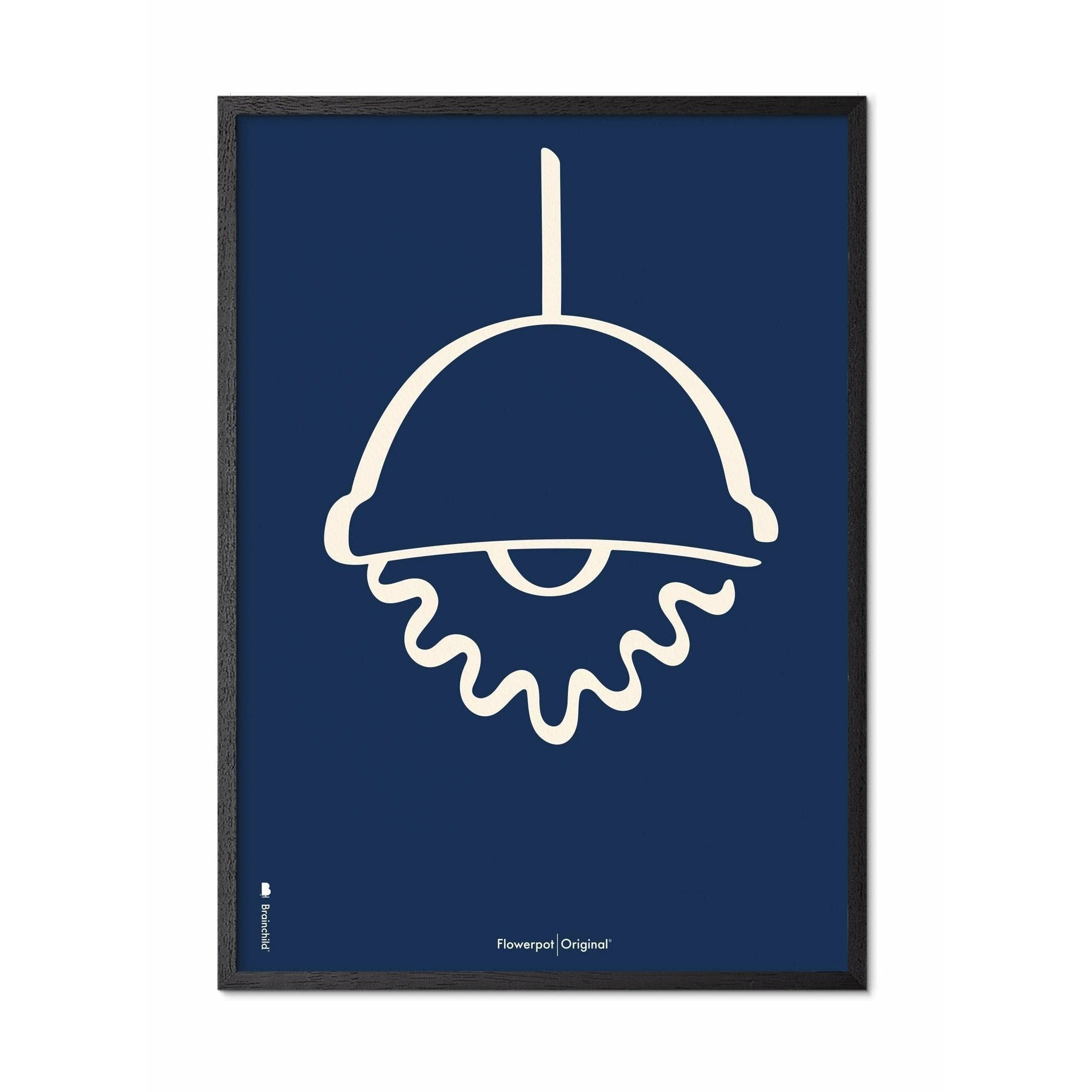 [product_category]-Brainchild Flowerpot Line Poster, Black Lacquered Wood Frame A5, Blue Background-Brainchild-B-81001-C-BRA-1