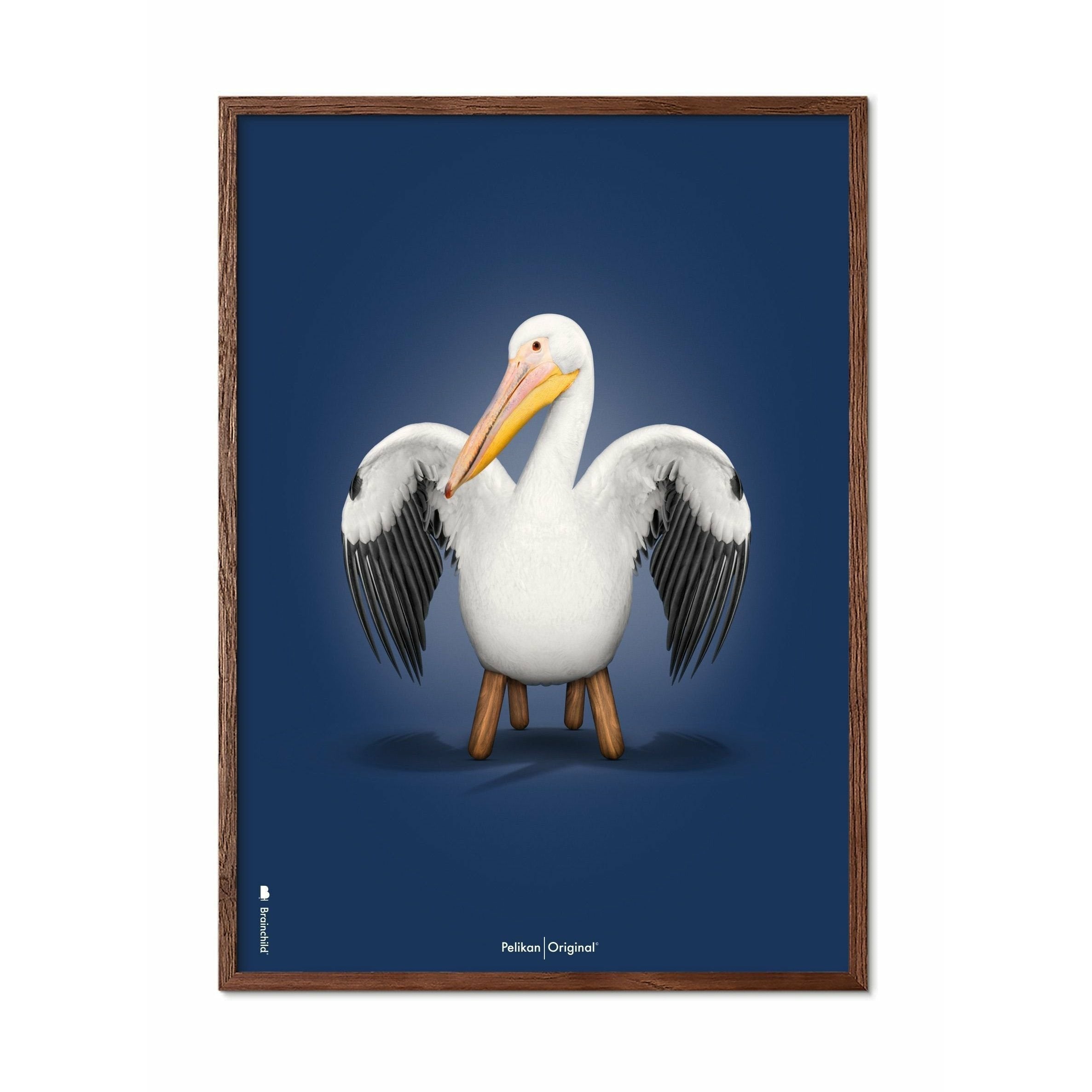 [product_category]-Brainchild Pelikan Classic Poster, Dark Wood Frame 70x100 Cm, Dark Blue Background-Brainchild-92004-B-BRA-1