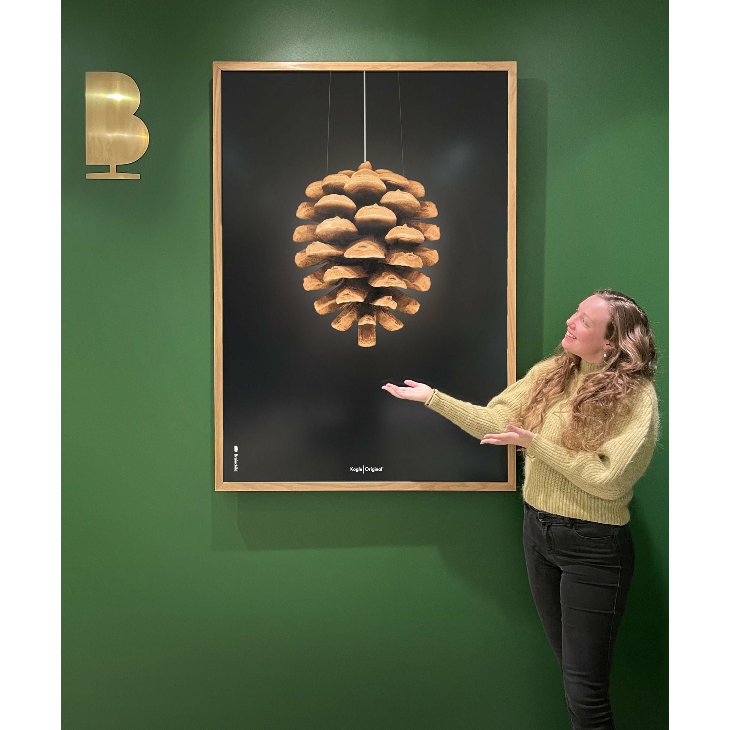 [product_category]-Brainchild Pine Cone Classic Poster, Frame Made Of Black Lacquered Wood 70x100 Cm, Black Background-Brainchild-23004-C-BRA-19