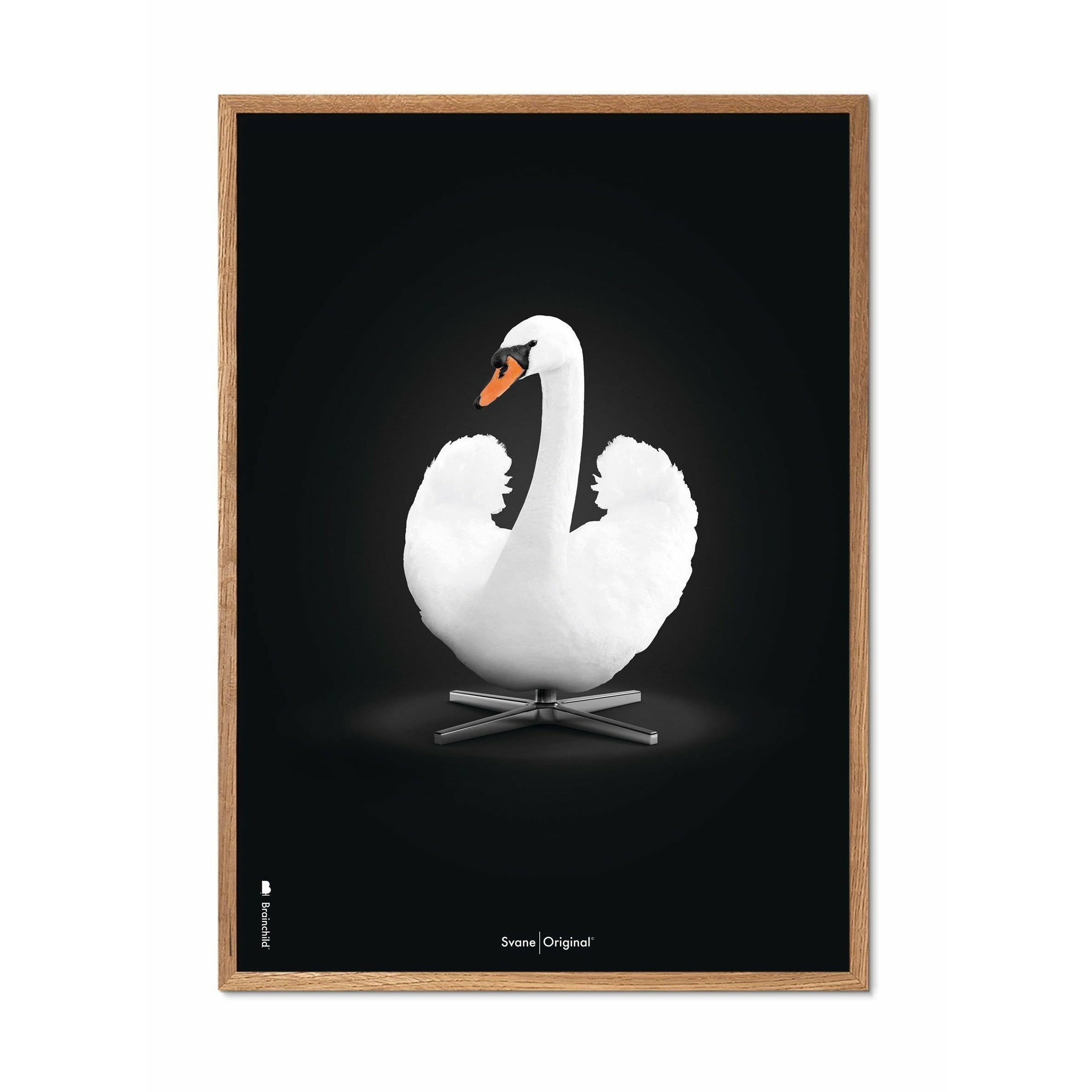 [product_category]-Brainchild Swan Classic Poster, Frame Made Of Light Wood 30x40 Cm, White/White Background-Brainchild-32002-A-BRA-1