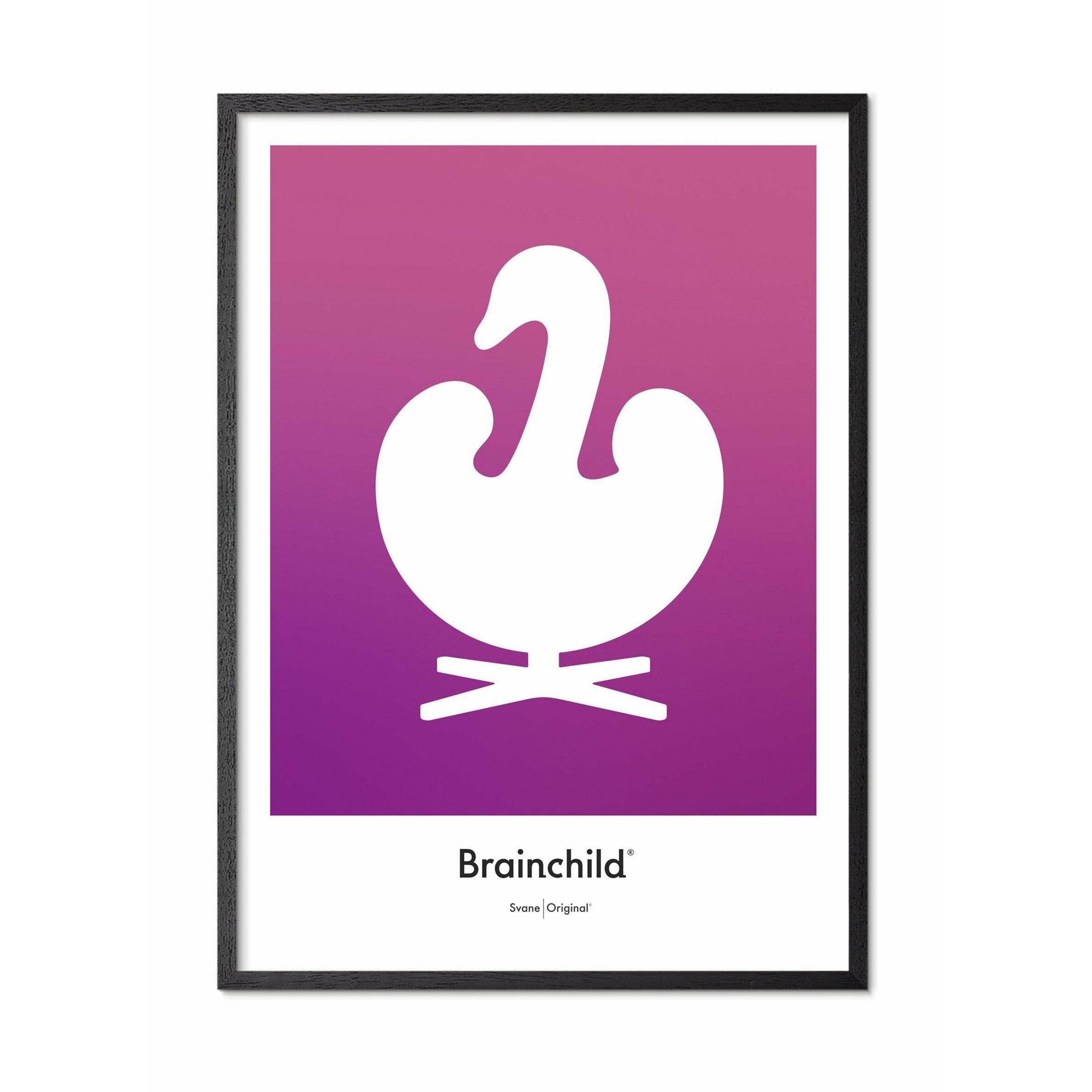 [product_category]-Brainchild Swan Design Icon Poster, Frame In Black Lacquered Wood A5, Purple-Brainchild-IF-31001-C-BRA-1