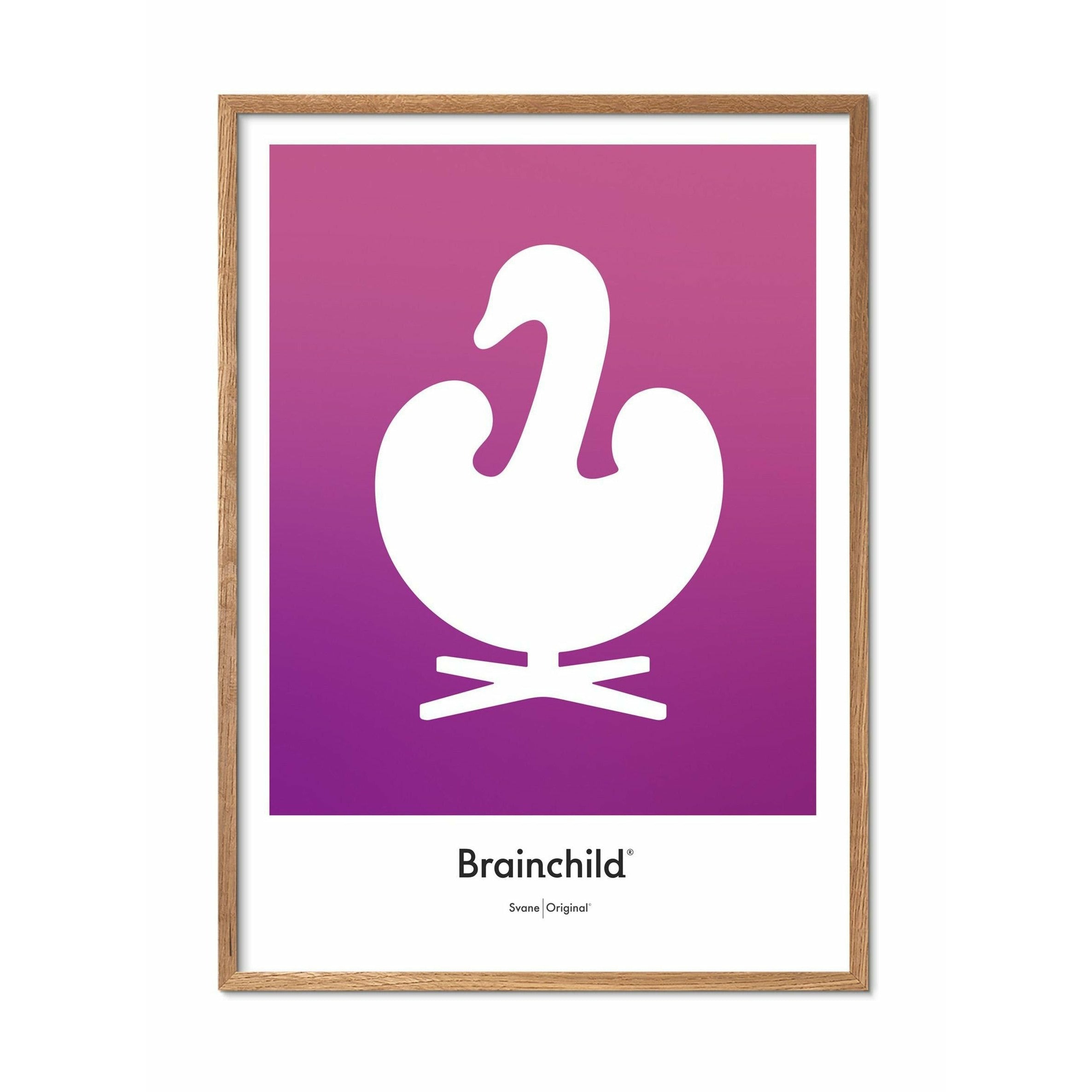 [product_category]-Brainchild Swan Design Icon Poster, Light Wood Frame A5, Purple-Brainchild-IF-31001-A-BRA-1