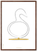 Brainchild Swan Design Sketch Poster Frame Made Of Dark Wood 30x40 Cm, White Background