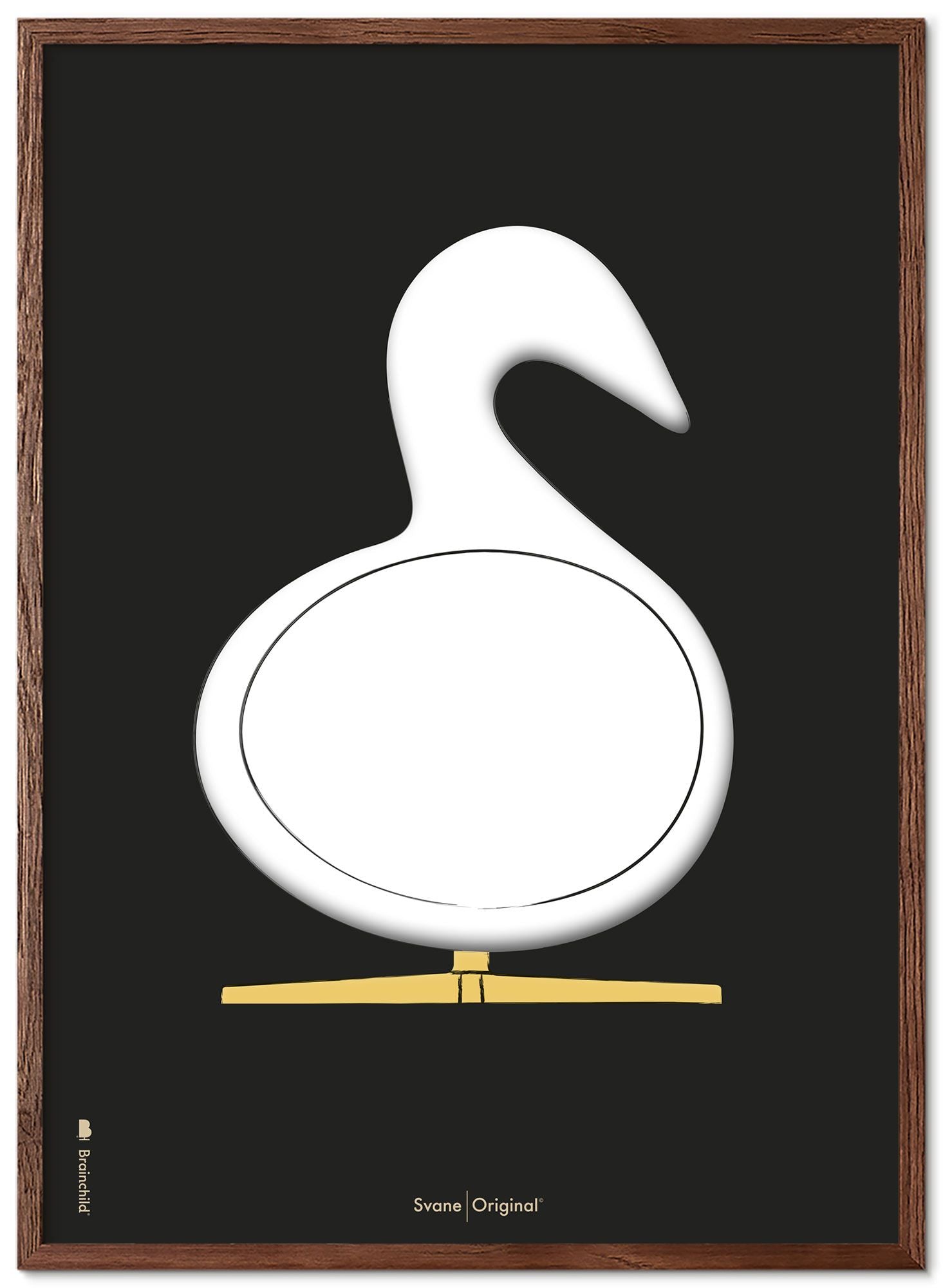 [product_category]-Brainchild Swan Design Sketch Poster Frame Made Of Dark Wood 50x70 Cm, Black Background-Brainchild-S-230003-B-BRA-1