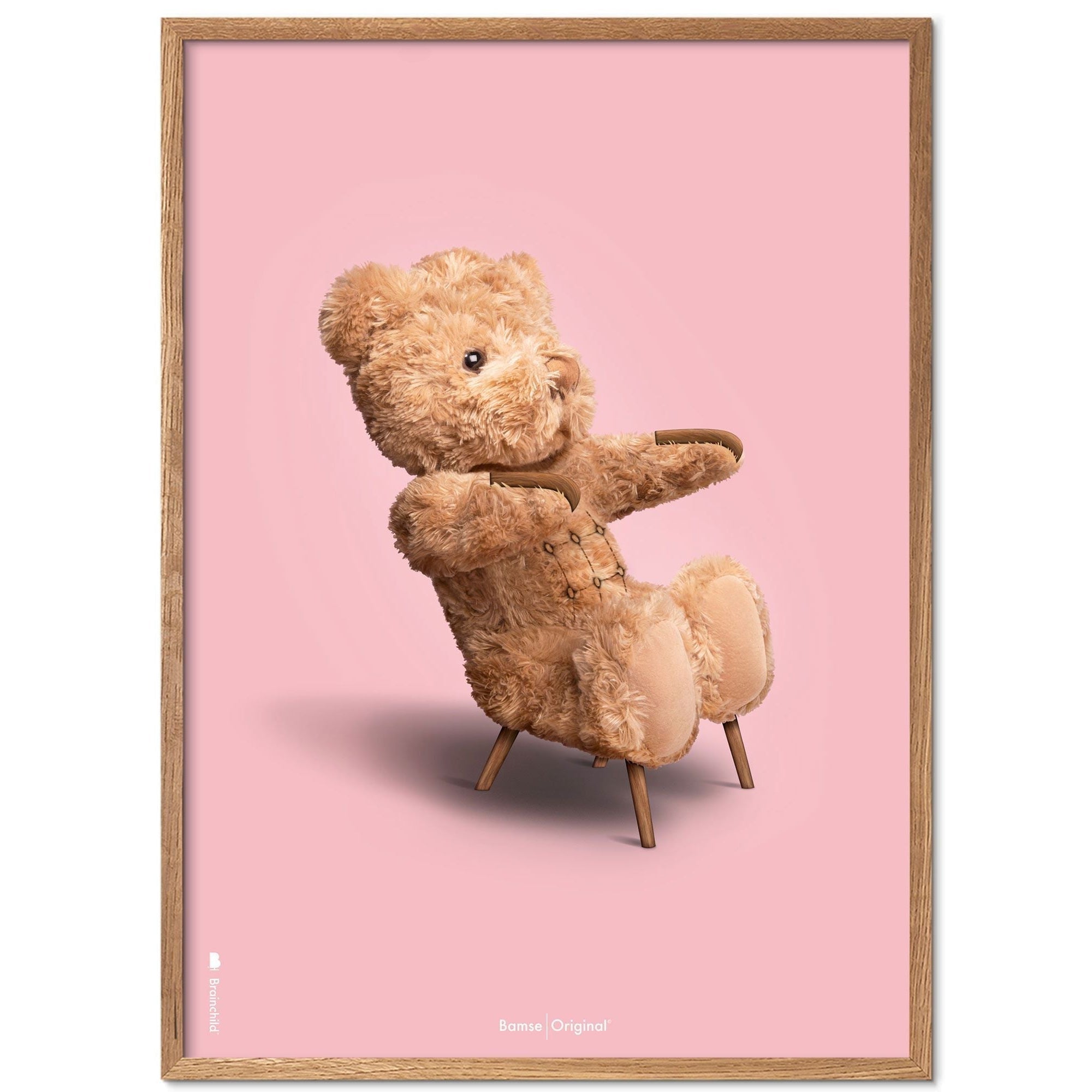 [product_category]-Brainchild Teddy Bear Classic Poster Light Wood Frame Ramme A5, Pink Background-Brainchild-78001-A-BRA-3