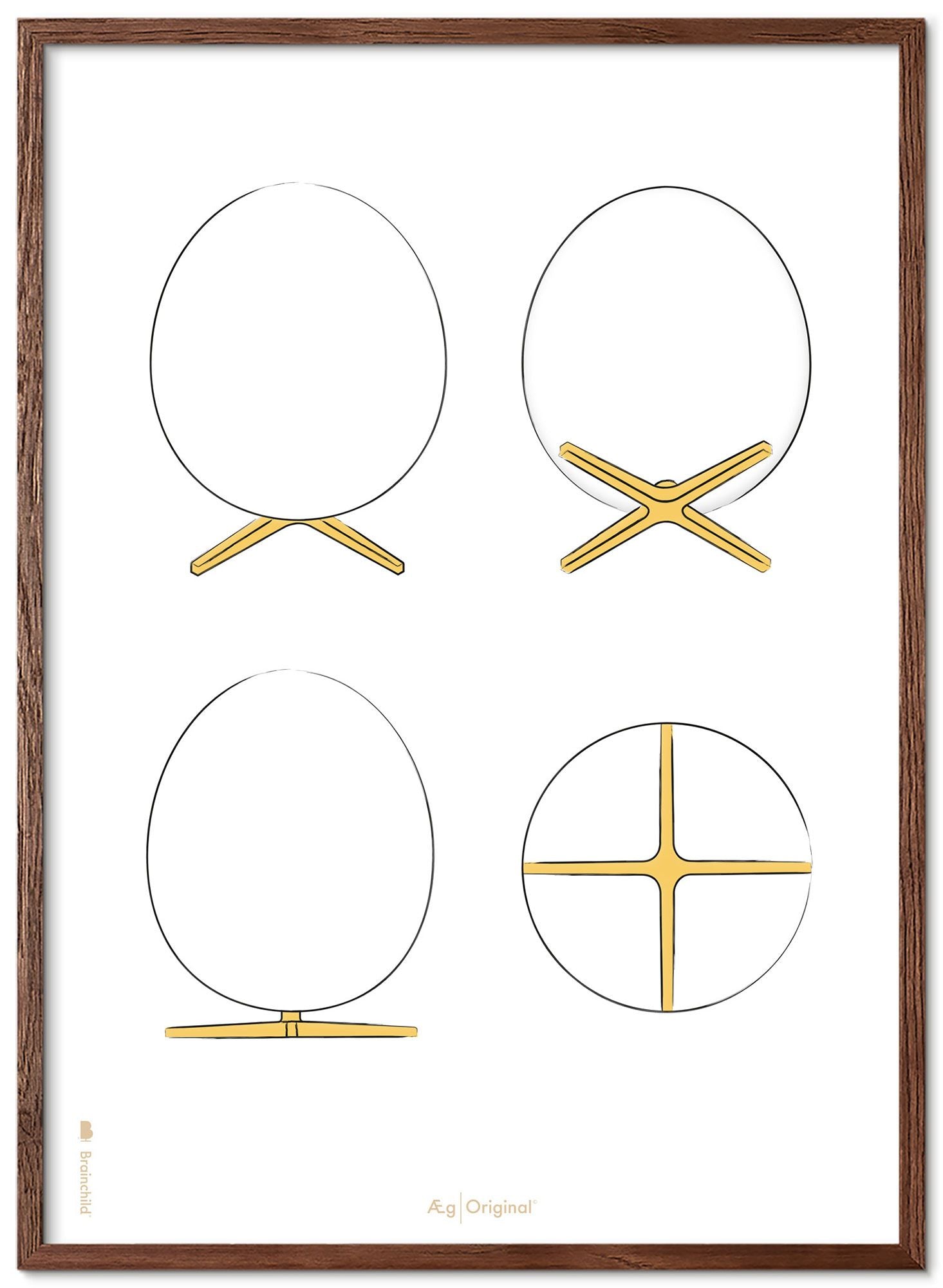 [product_category]-Brainchild The Egg Design Sketches Poster Frame Made Of Dark Wood 70x100 Cm, White Background-Brainchild-S-12004-B-BRA-1