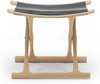 Carl Hansen Ow2000 Egyptian Stool, Oiled Oak/Black Leather