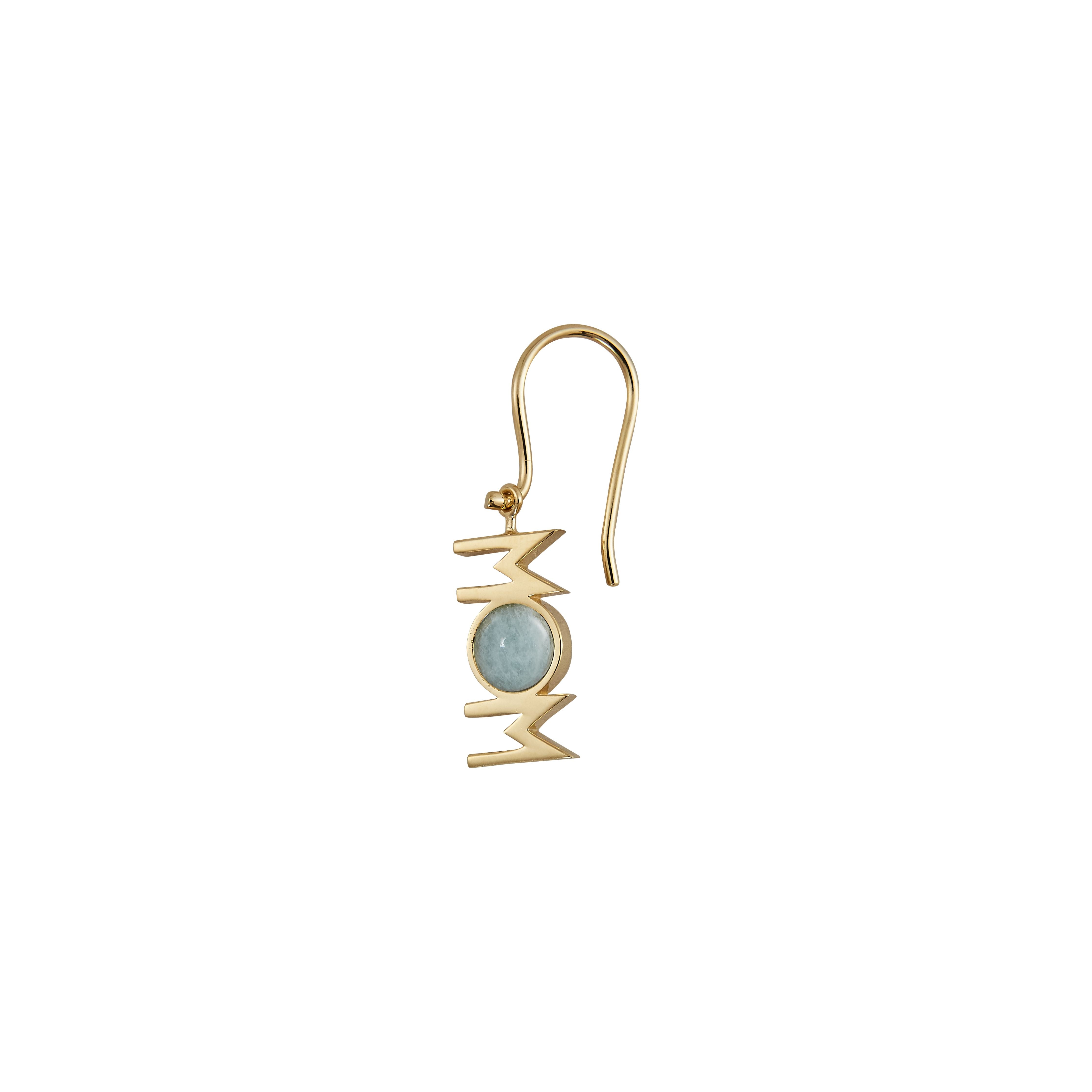 [product_category]-Design Letters Great Mom Earrings 1 P Cs 18k Gold Plated, Aquamarine Blue-Design Letters-5710498190538-90402005AQUAMARINE-DES-1