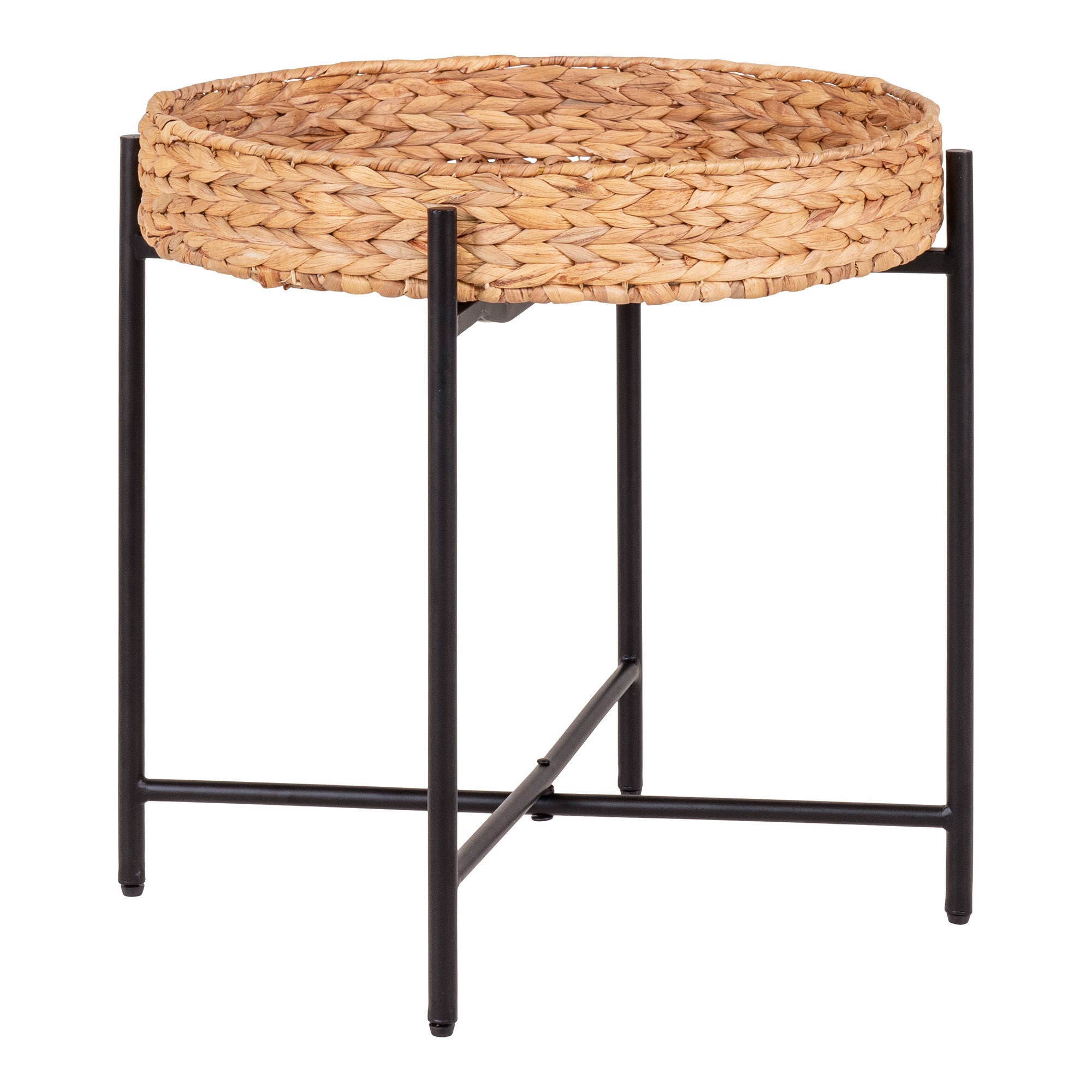 House Nordic Naro Side Table, Metal And Waterhyacinth ø50x48,5 Cm