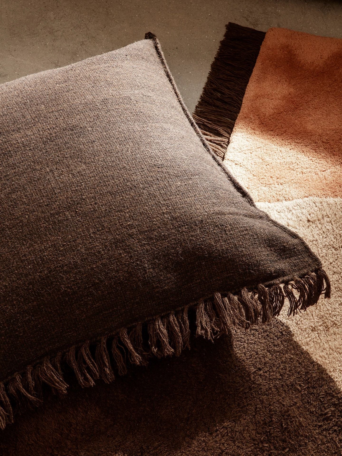 [product_category]-Ferm Living Kelim Fringe Cushion Large, Dark Melange-Ferm Living-5704723264095-1104263443-FER-6