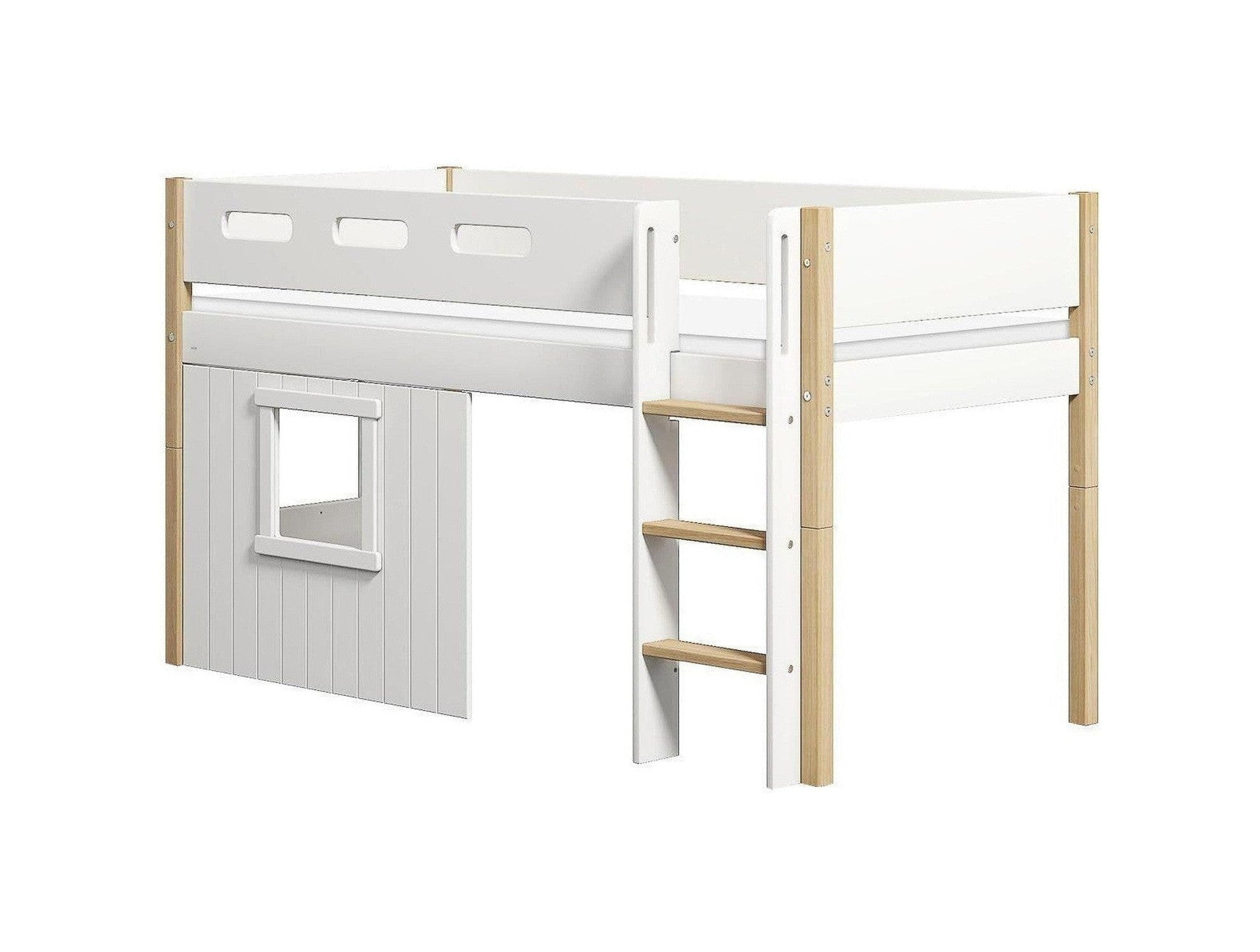 [product_category]-FLEXA Mid-high bed, str. ladder & Treehouse Bed Fronts, white frame-FLEXA-5706459145624-90-10986-95-FLE-1