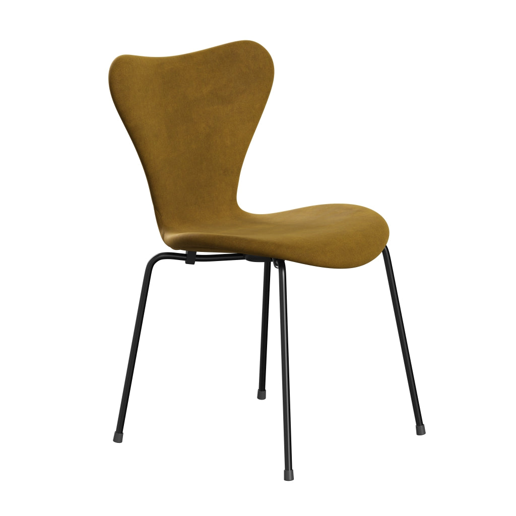 [product_category]-Fritz Hansen 3107 Chair Full Upholstery, Black/Belfast Velvet Soft Ochre-Fritz Hansen-3107FU-BEL926-DRBL-FRI-2