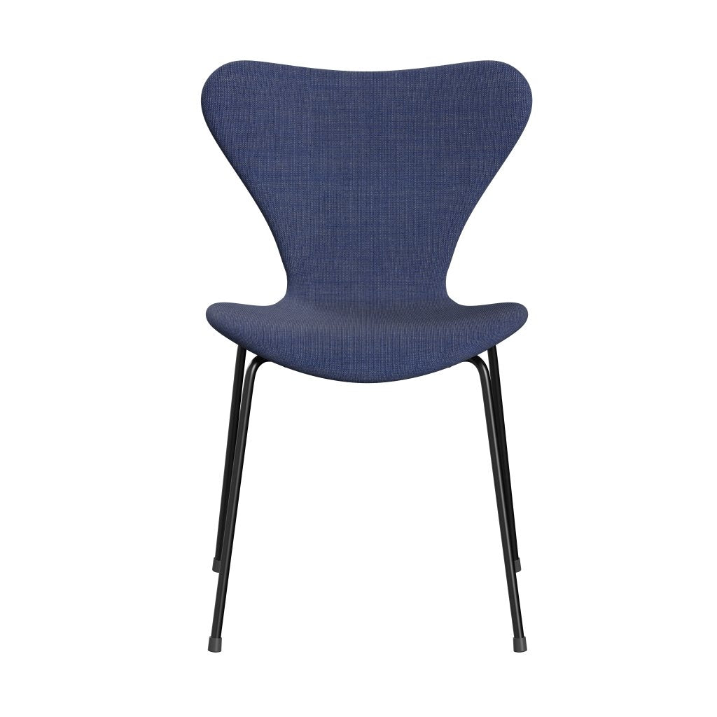 [product_category]-Fritz Hansen 3107 Chair Full Upholstery, Black/Canvas Washed Blue-Fritz Hansen-3107FU-CA0726-DRBL-FRI-1