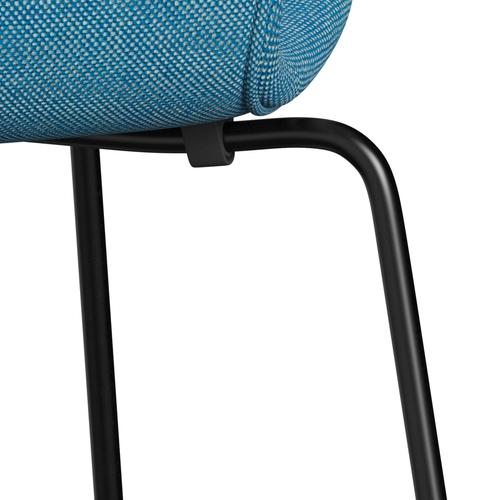 [product_category]-Fritz Hansen 3107 Chair Full Upholstery, Black/Hallingdal White/Turquoise-Fritz Hansen-3107FU-HAL840-DRBL-FRI-7