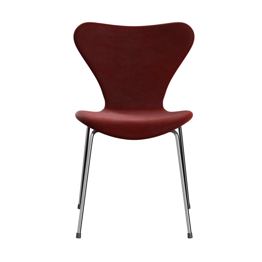 [product_category]-Fritz Hansen 3107 Chair Full Upholstery, Chrome/Belfast Velvet Autumn Red-Fritz Hansen-3107FU-BEL255-CST-FRI-1