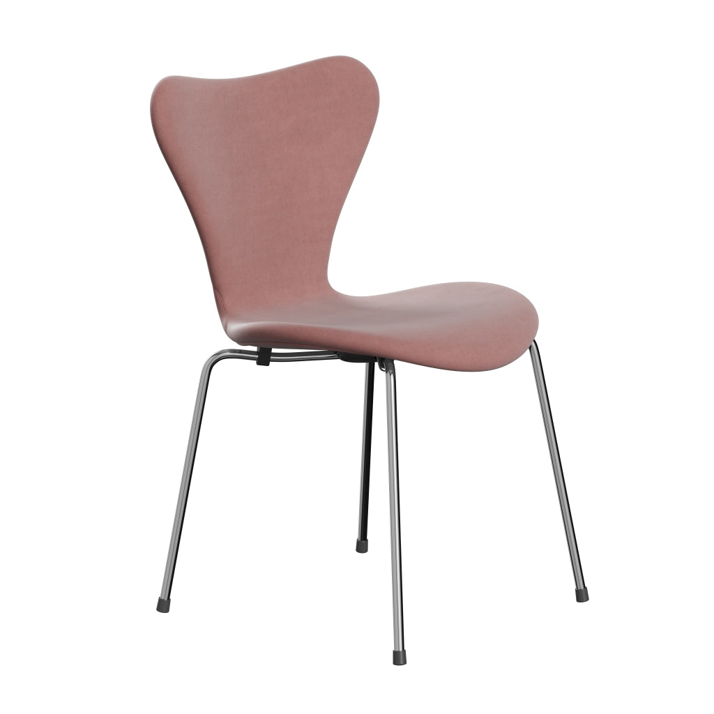 [product_category]-Fritz Hansen 3107 Chair Full Upholstery, Chrome/Belfast Velvet Misty Rose-Fritz Hansen-3107FU-BEL593-CST-FRI-2