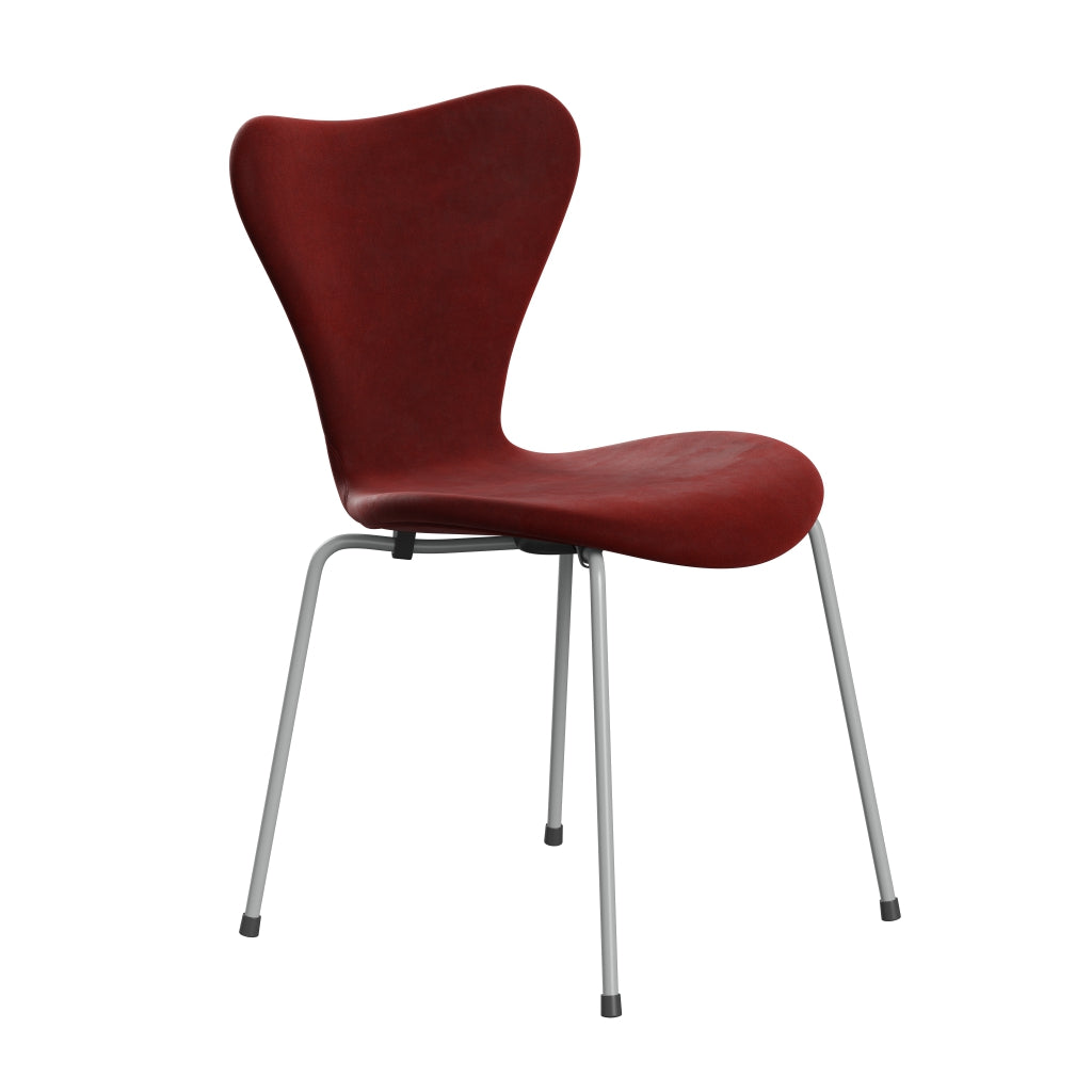 [product_category]-Fritz Hansen 3107 Chair Full Upholstery, Nine Grey/Belfast Velvet Autumn Red-Fritz Hansen-3107FU-BEL255-DRNIGR-FRI-2