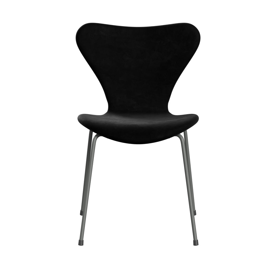 [product_category]-Fritz Hansen 3107 Chair Full Upholstery, Silver Grey/Belfast Velvet Night Black-Fritz Hansen-3107FU-BEL150-SIGREY-FRI-1