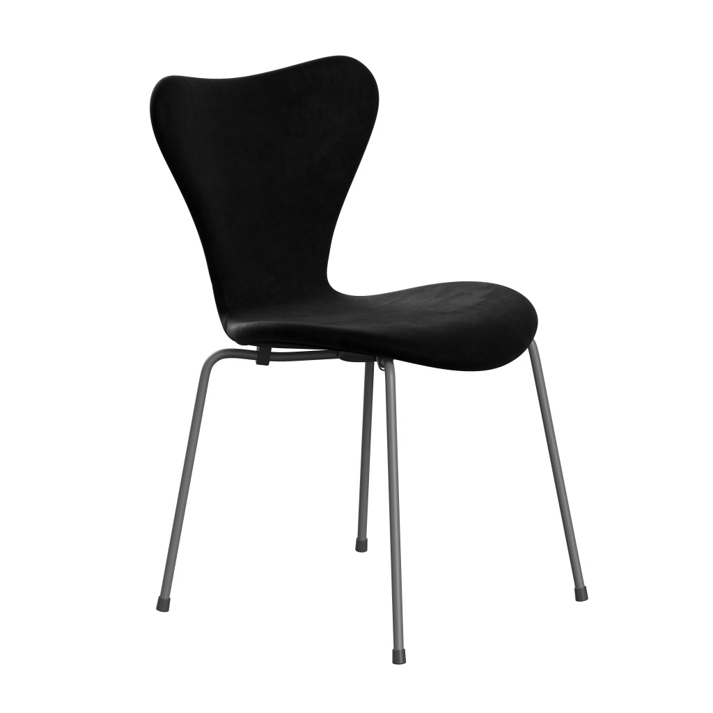 [product_category]-Fritz Hansen 3107 Chair Full Upholstery, Silver Grey/Belfast Velvet Night Black-Fritz Hansen-3107FU-BEL150-SIGREY-FRI-2