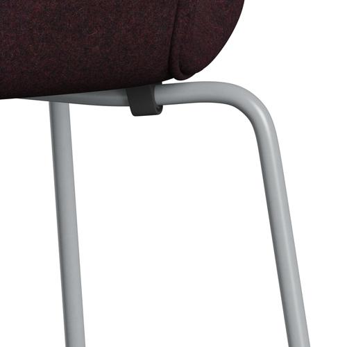 [product_category]-Fritz Hansen 3107 Chair Full Upholstery, Silver Grey/Divina Md Wine Red-Fritz Hansen-3107FU-DMD673-SIGREY-FRI-7