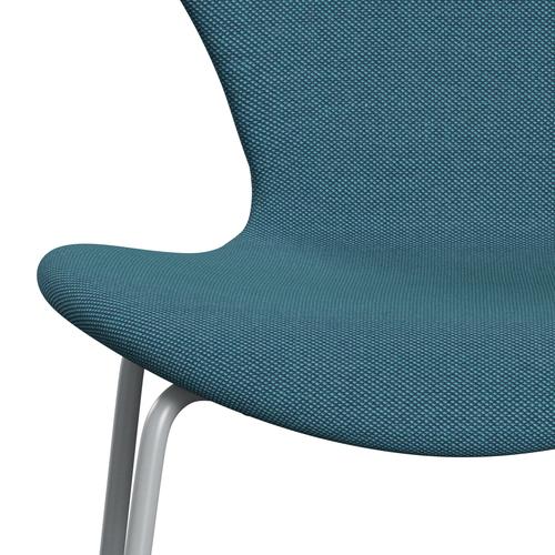 [product_category]-Fritz Hansen 3107 Chair Full Upholstery, Silver Grey/Steelcut Trio Turquoise-Fritz Hansen-3107FU-STR983-SIGREY-FRI-6