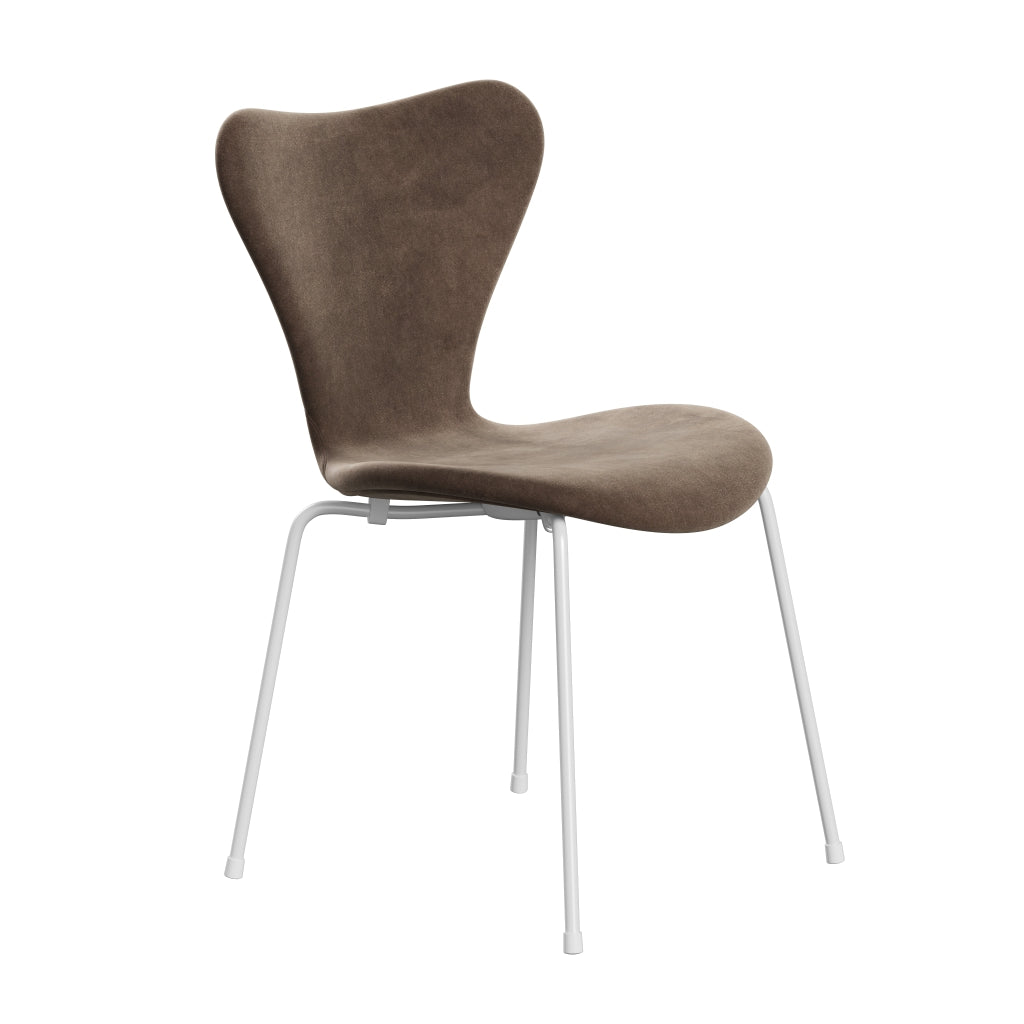 [product_category]-Fritz Hansen 3107 Chair Full Upholstery, White/Belfast Velvet Grey Brown-Fritz Hansen-3107FU-BEL772-DRWH-FRI-2