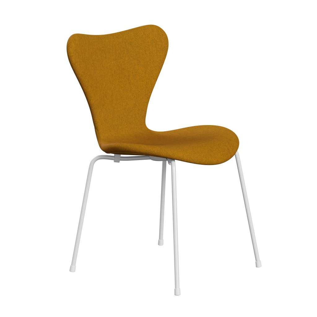 [product_category]-Fritz Hansen 3107 Chair Full Upholstery, White/Divina Melange Ochre Yellow-Fritz Hansen-3107FU-DIM457-DRWH-FRI-2