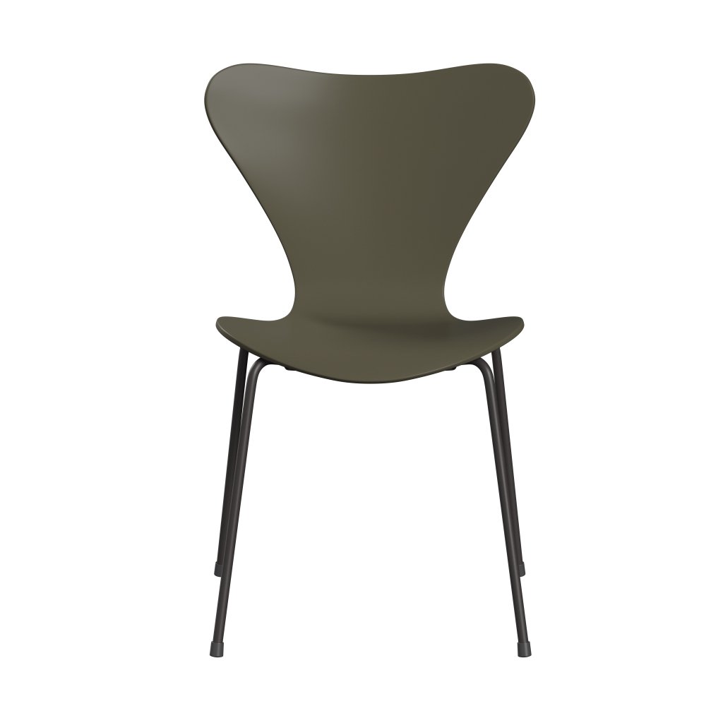 [product_category]-Fritz Hansen 3107 Chair Unupholstered, Warm Graphite/Lacquered Olive Green-Fritz Hansen-3107-LA920-WARGRA-FRI-1