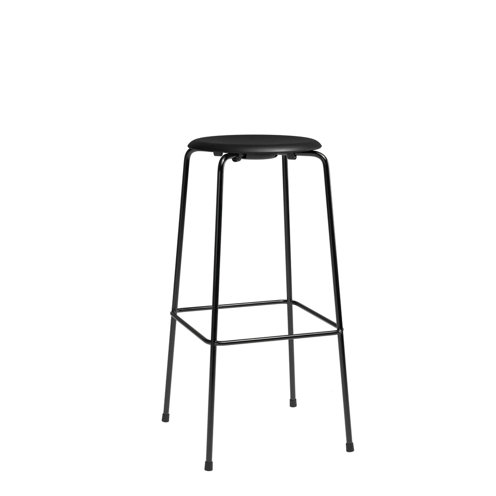 [product_category]-Fritz Hansen High Dot Bar Stool, Intense Leather Black/Black Powder Coated Base-Fritz Hansen-5702370002251-840137-FRI-1