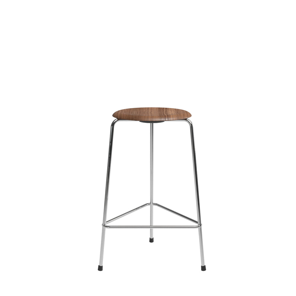 [product_category]-Fritz Hansen High Dot Counter Stool 3 Legs, Clear Laquered Veneer Walnut/Chrome Base-Fritz Hansen-5702370002213-840133-FRI-1