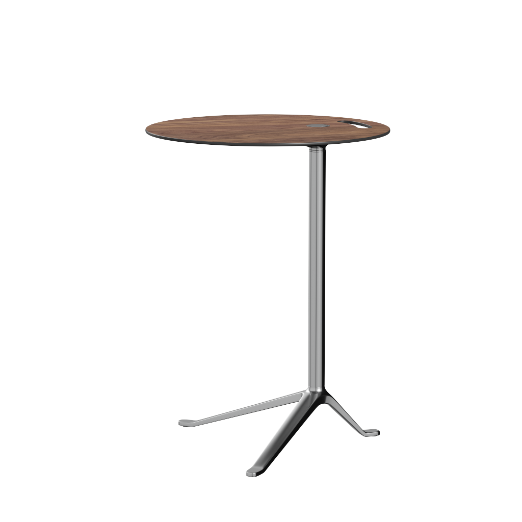 [product_category]-Fritz Hansen Ks12 Little Friend Table, Polished Aluminium/Walnut Laminate-Fritz Hansen-KS12-walnut veneer-FRI-3