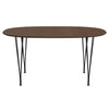 Fritz Hansen Superellipse Dining Table Black/Walnut Veneer With Walnut Table Edge, 150x100 Cm