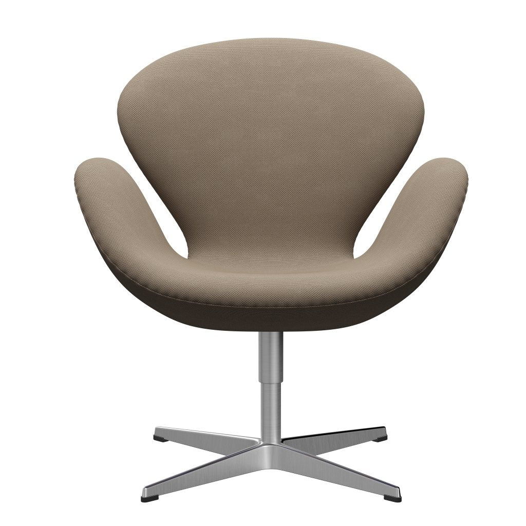 [product_category]-Fritz Hansen Swan Lounge Chair, Satin Brushed Aluminium/Re Wool Beige/Natural-Fritz Hansen-3320-REW628-SPAL-FRI-1