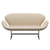 Fritz Hansen Svanesofa 2-personere, Sortlakeret/Canvas Lys Sand