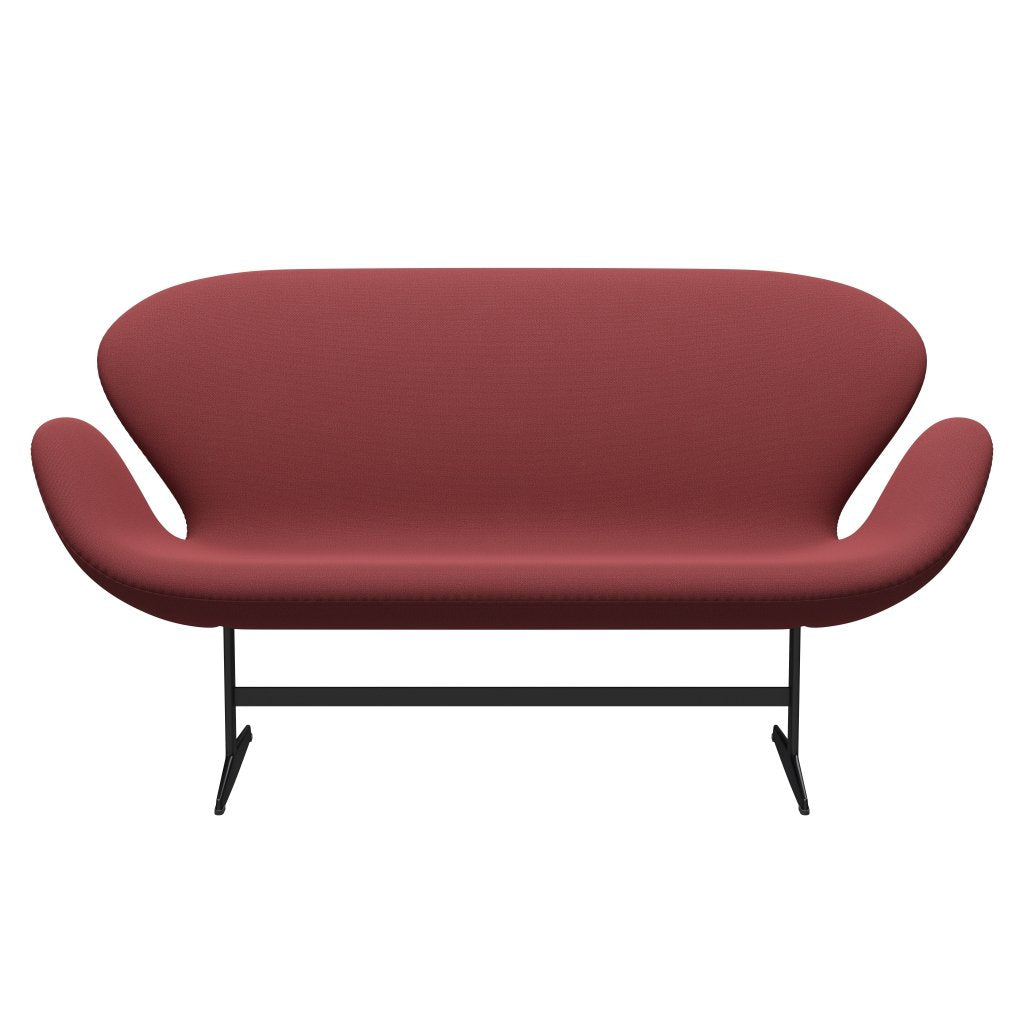 [product_category]-Fritz Hansen Swan Sofa 2 Seater, Black Lacquered/Capture Dark Red-Fritz Hansen-3321-CP5402-BLLA-FRI-1