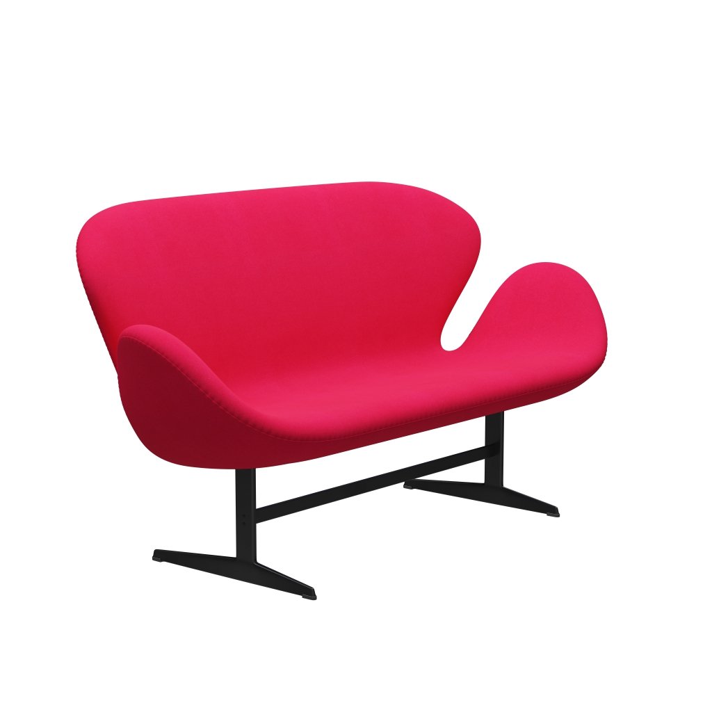 [product_category]-Fritz Hansen Swan Sofa 2 Seater, Black Lacquered/Divina Lipstick Pink-Fritz Hansen-3321-DIV626-BLLA-FRI-2