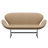 Fritz Hansen Svanesofa 2-Personers, Sortlakeret/Divina Md Cappuccino