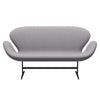 Fritz Hansen Svanesofa 2-personere, Sortlakeret/Divina MD Cool Light Gray