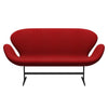 Fritz Hansen Svanesofa 2-Personers, Sortlakeret/Divina Melange Deep Red