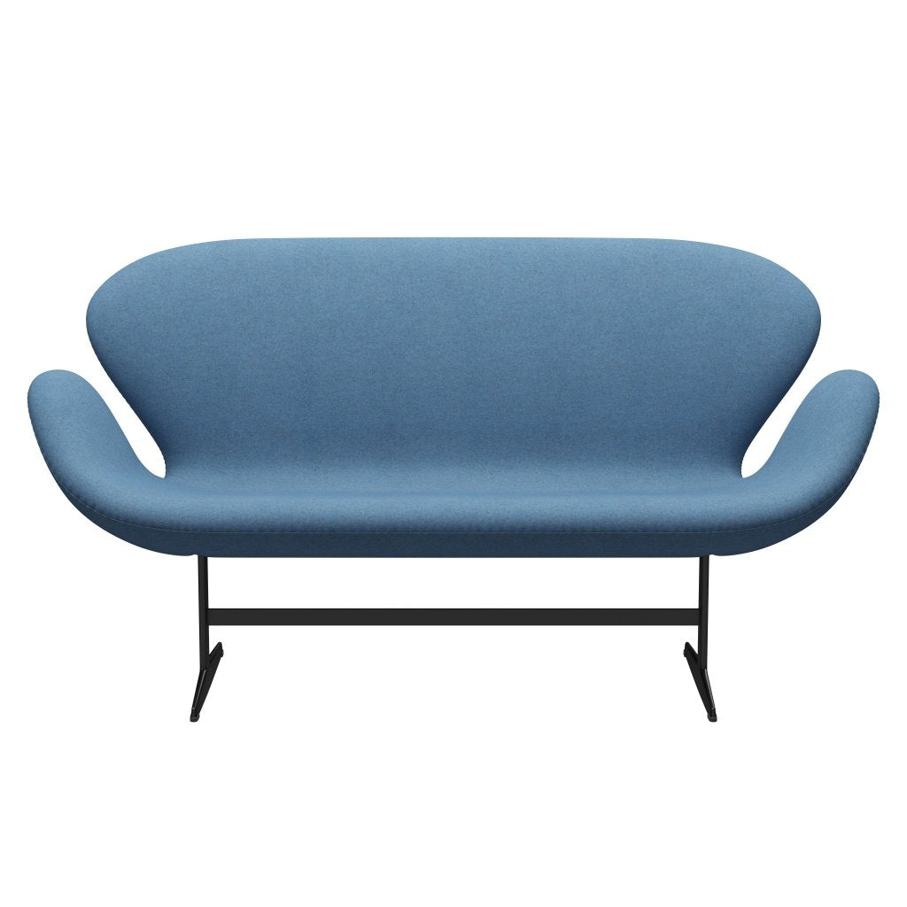 [product_category]-Fritz Hansen Swan Sofa 2 Seater, Black Lacquered/Divina Melange Light Blue-Fritz Hansen-3321-DIM731-BLLA-FRI-1