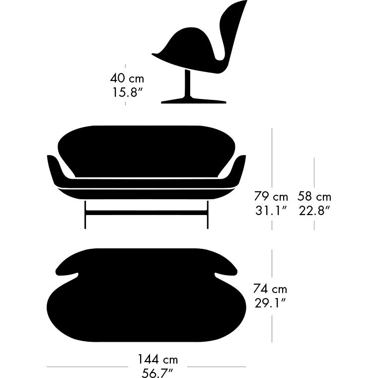 [product_category]-Fritz Hansen Swan Sofa 2 Seater, Black Lacquered/Divina Melange Light Grey-Fritz Hansen-3321-DIM120-BLLA-FRI-8