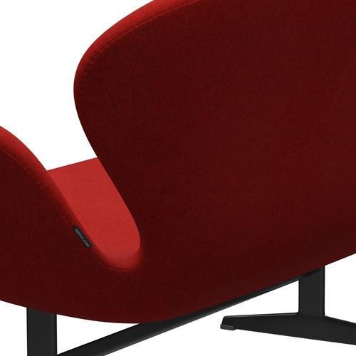 [product_category]-Fritz Hansen Swan Sofa 2 Seater, Black Lacquered/Divina Melange Red-Fritz Hansen-3321-DIM557-BLLA-FRI-5