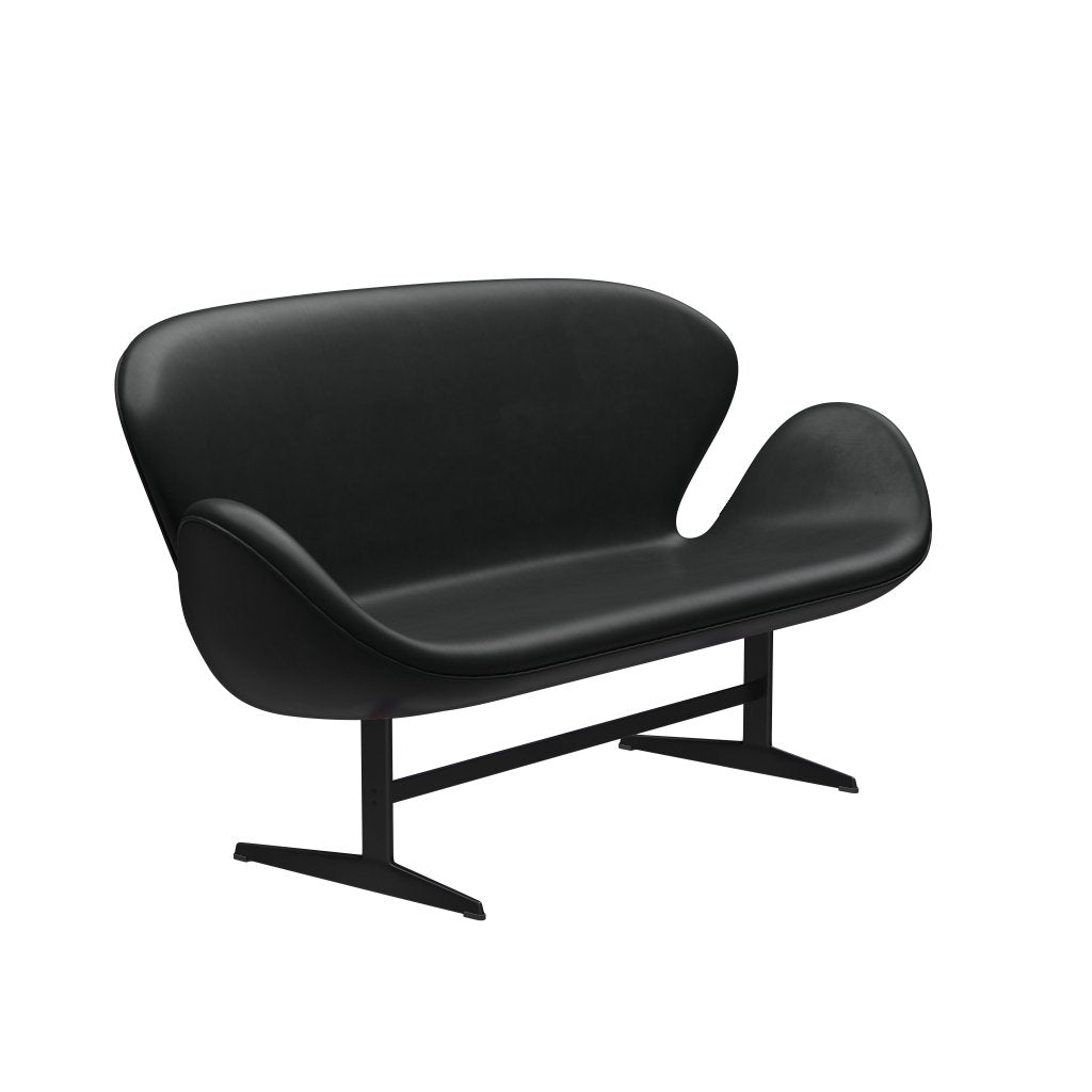 [product_category]-Fritz Hansen Swan Sofa 2 Seater, Black Lacquered/Grace Black-Fritz Hansen-3321-ELBLA-BLLA-FRI-2