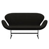 Fritz Hansen Svanesofa 2-personere, Sortlakeret/Hallingdal Brown/Dark Gray