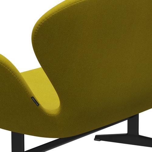 [product_category]-Fritz Hansen Swan Sofa 2 Seater, Black Lacquered/Hallingdal Yellow/Green-Fritz Hansen-3321-HAL420-BLLA-FRI-5