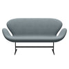 Fritz Hansen Svanesofa 2-Personers, Sortlakeret/Re-Wool Light Blue/Natural